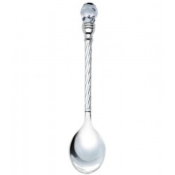 Jogo 6 Colheres 11cm Para Café de Zamac Niquelado Com Cristal